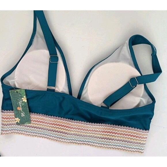 Blooming Jelly High Waisted Bikini Set  Size XL Teal Blue Tummy Control New - Picture 9 of 9
